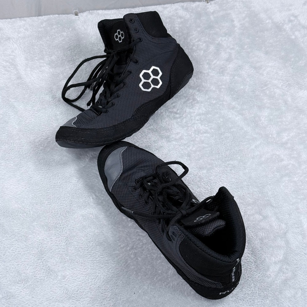 RUDIS Colt 2.0 Wrestling Shoes Mens 12 Black Grey Mid Top Boxing MMA Training
